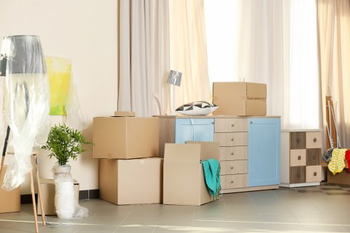 Business storage facility in Heston with organized shelving
