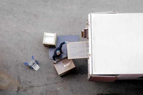 Recycling bins and separated waste streams at a storage site